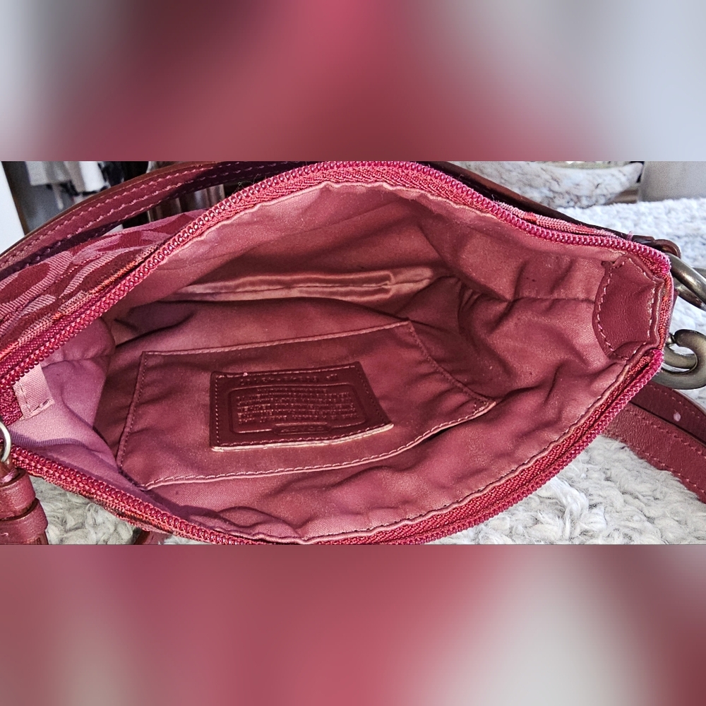 Coach Brooke Pleated Crossbody/Shoulder Bag Maroon Red - Picture 12 of 14